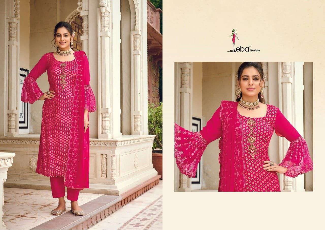 EBA LIFESTYLE PRESENT ASHPREET VOL 7 SEMI STITCHED HEAVY EMBROIDERED DESIGNER SALWAR SUITS IN WHOLESALE RATE IN SURAT - SAI DRESSES