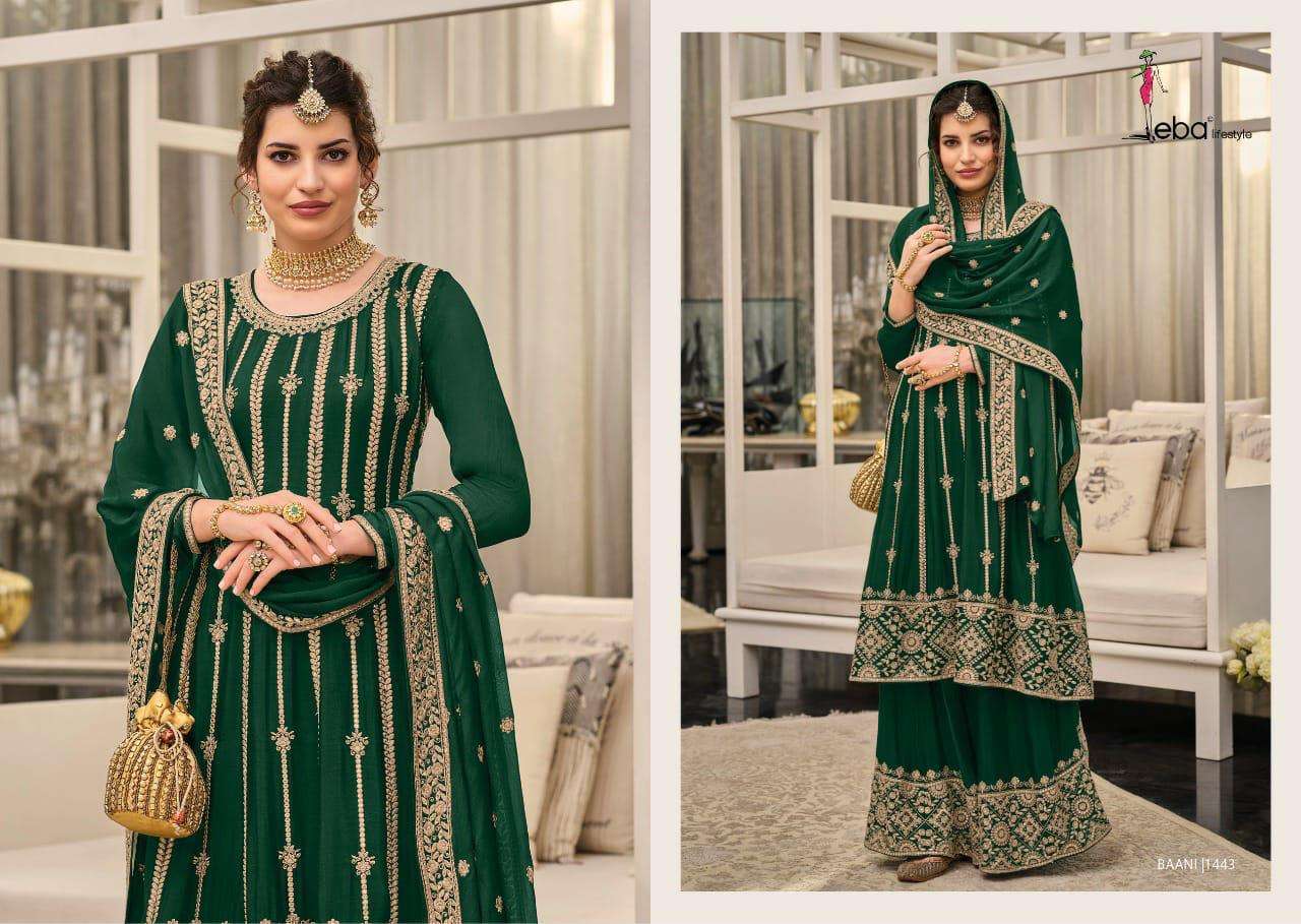 EBA LIFESTYLE PRESENT BAANI FESTIVE WEAR SEMI STITCHED DESIGNER SUITS IN WHOLESALE RATE IN SURAT - SAI DRESSES