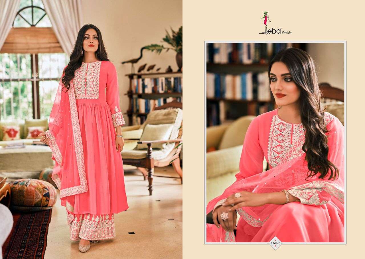 EBA LIFESTYLE PRESENT DIL NOOR READY TO WEAR PLAZZO STYLE DESIGNER SUITS IN WHOLESALE RATE IN SURAT - SAI DRESSES