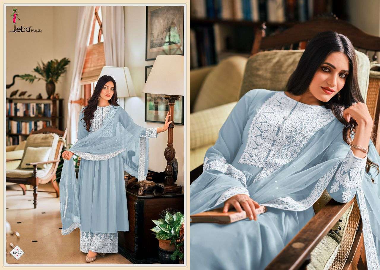 EBA LIFESTYLE PRESENT DIL NOOR READY TO WEAR PLAZZO STYLE DESIGNER SUITS IN WHOLESALE RATE IN SURAT - SAI DRESSES