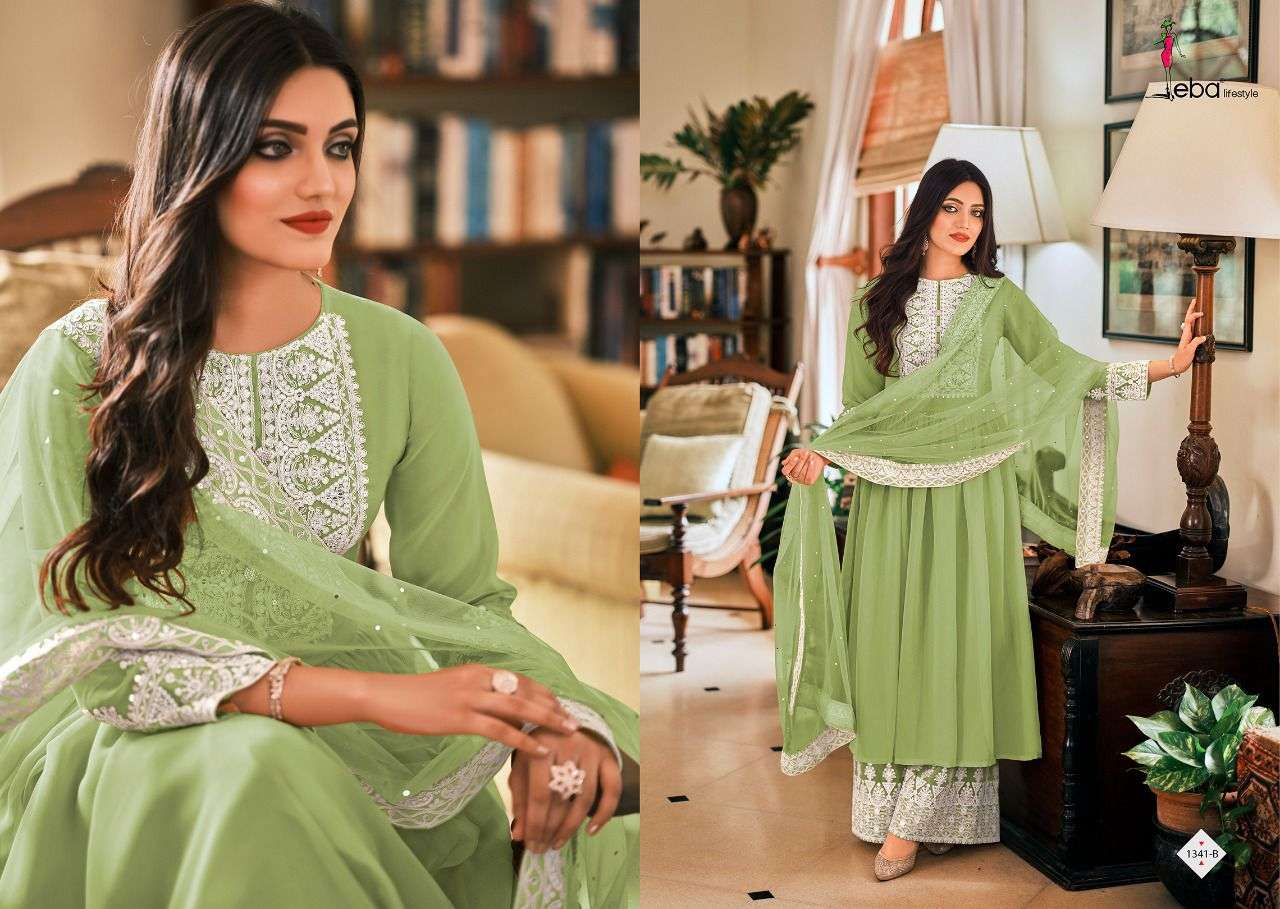 EBA LIFESTYLE PRESENT DIL NOOR READY TO WEAR PLAZZO STYLE DESIGNER SUITS IN WHOLESALE RATE IN SURAT - SAI DRESSES