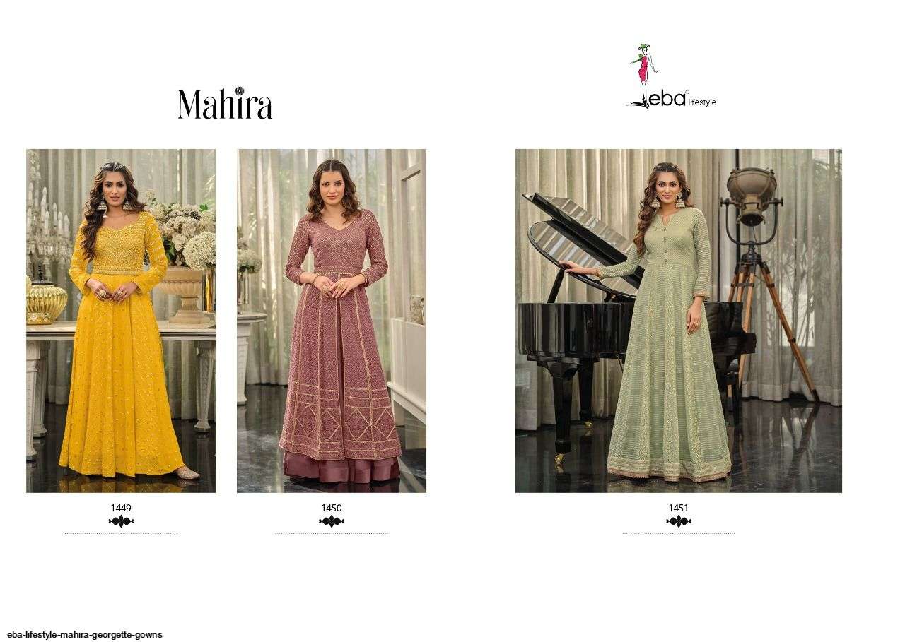 EBA LIFESTYLE PRESENT MAHIRA READYMADE GEORGETTE DESIGNER SUITS IN WHOLESALE PRICE IN SURAT - SAI DRESSES
