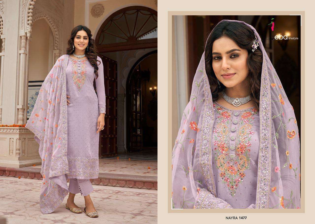 EBA LIFESTYLE PRESENT NAYRA VOL 5 SEMI STITCHED PANT STYLE DESIGNER SUITS IN WHOLESALE RATE IN SURAT - SAI DRESSES