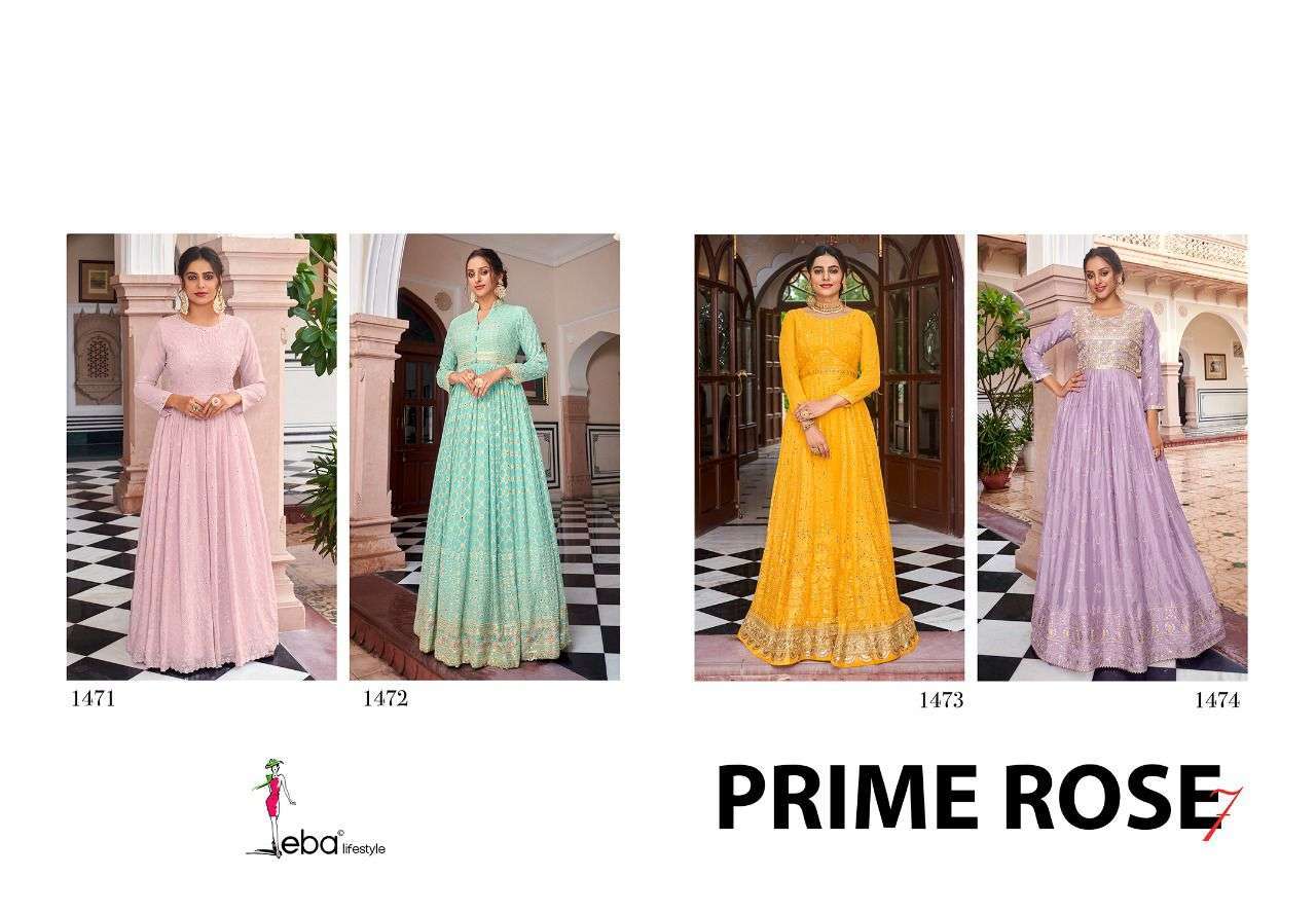  EBA LIFESTYLE PRESENT PRIME ROSE VOL 7 CLASSY LOOK LONG GOWN STYLE DESIGNER SUITS IN WHOLESALE RATE IN SURAT - SAI DRESSES