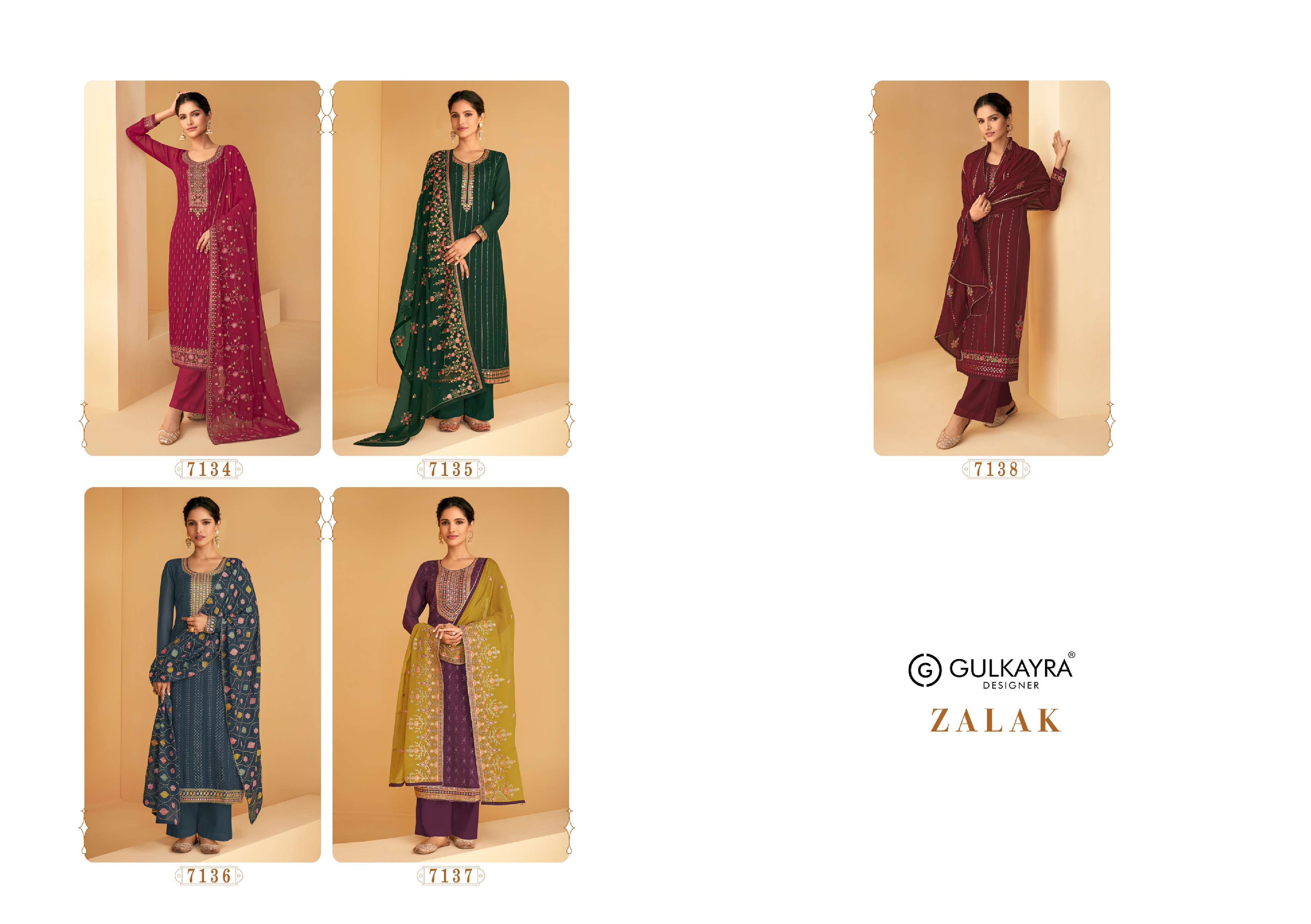 GULKAYRA DESIGNER PRESENT ZALAK SEMI STITCHED PLAZZO STYLE DESIGNER SUITS IN WHOLESALE PRICE IN SURAT - SAI DRESSES