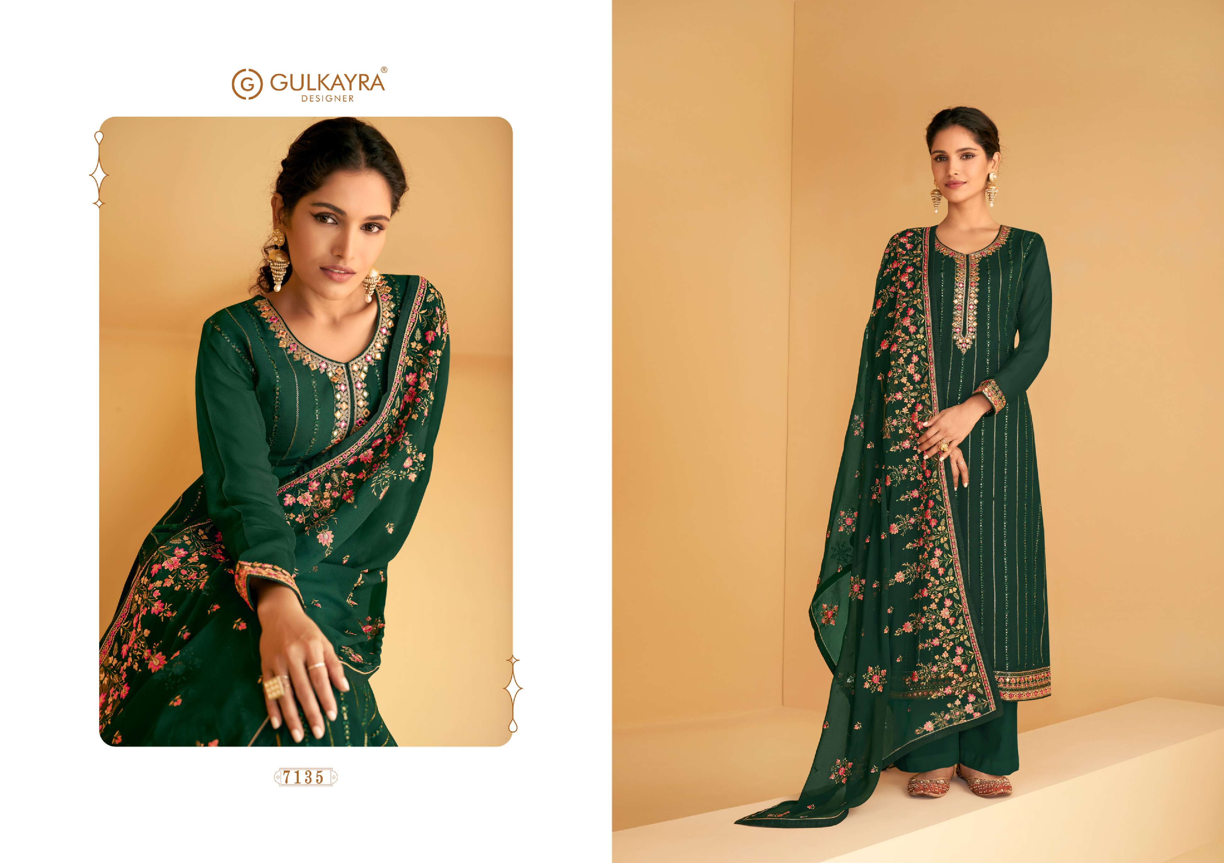 GULKAYRA DESIGNER PRESENT ZALAK SEMI STITCHED PLAZZO STYLE DESIGNER SUITS IN WHOLESALE PRICE IN SURAT - SAI DRESSES