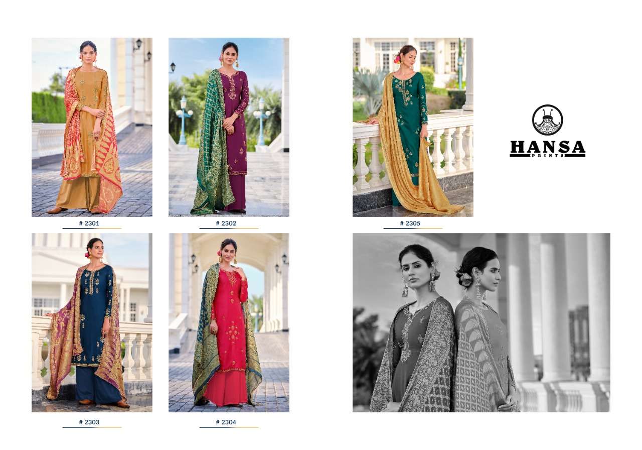 HANSA PRINTS PRESENT BANARAS BINDIYA SATIN GEORGETTE DESIGNER SUITS IN WHOLESALE RATE IN SURAT - SAI DRESSES
