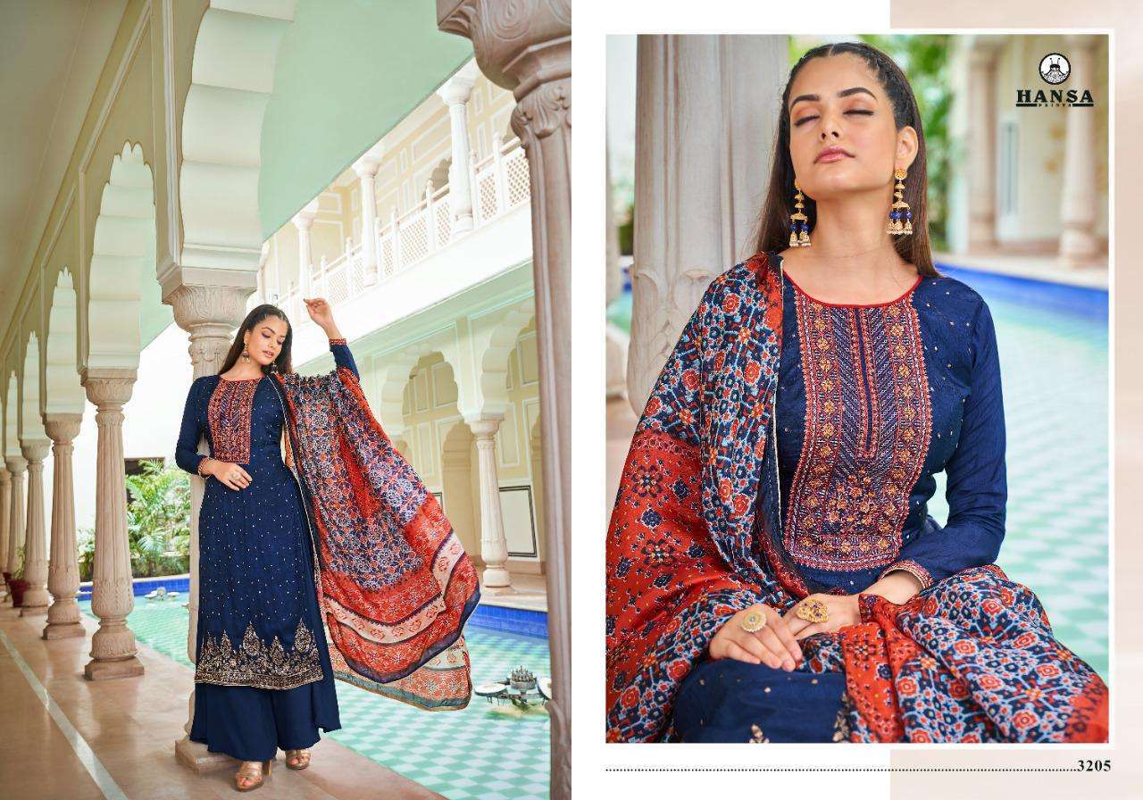 HANSA PRINTS PRESENT BANARAS VAISHNAVI DOLA SILK DESIGNER SUITS IN WHOLESALE RATE IN SURAT - SAI DRESSES