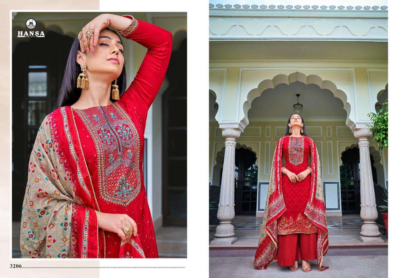 HANSA PRINTS PRESENT BANARAS VAISHNAVI DOLA SILK DESIGNER SUITS IN WHOLESALE RATE IN SURAT - SAI DRESSES