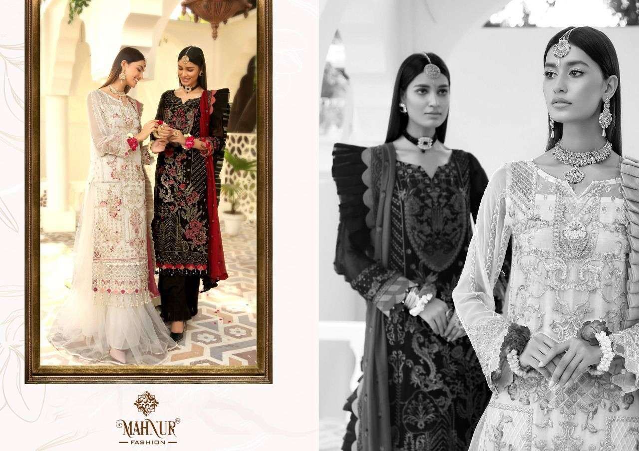 MAHNUR FASHION PRESENT MAHNUR VOL 3 SEMI STITCHED PAKISTANI DESIGNER SUITS IN WHOLESALE PRICE IN SURAT - SAI DRESSES