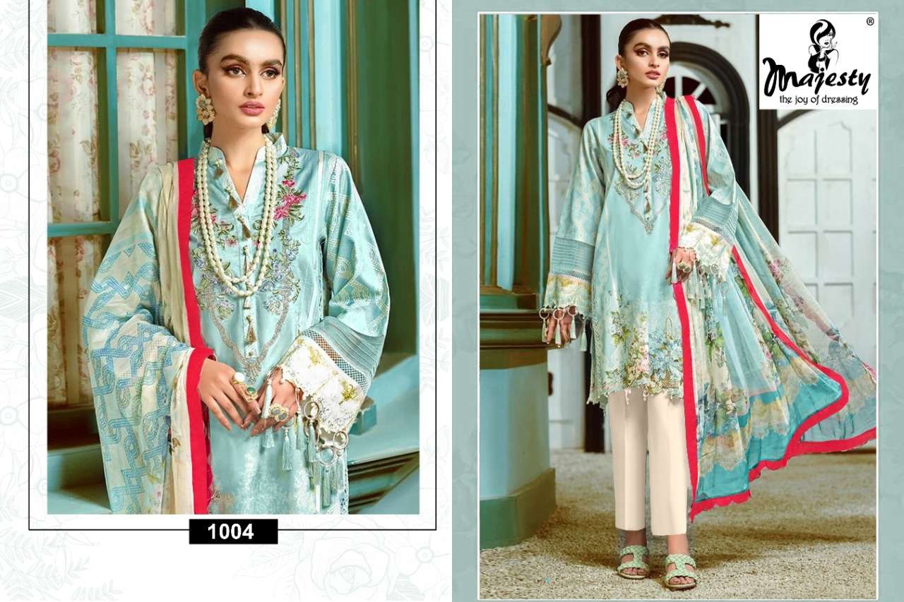 MAJESTY PRESENT JADE BLISS PURE COTTON DIGITAL PRINTED PAKISTANI SALWAR SUITS IN WHOLESALE PRICE IN SURAT - SAI DRESSES