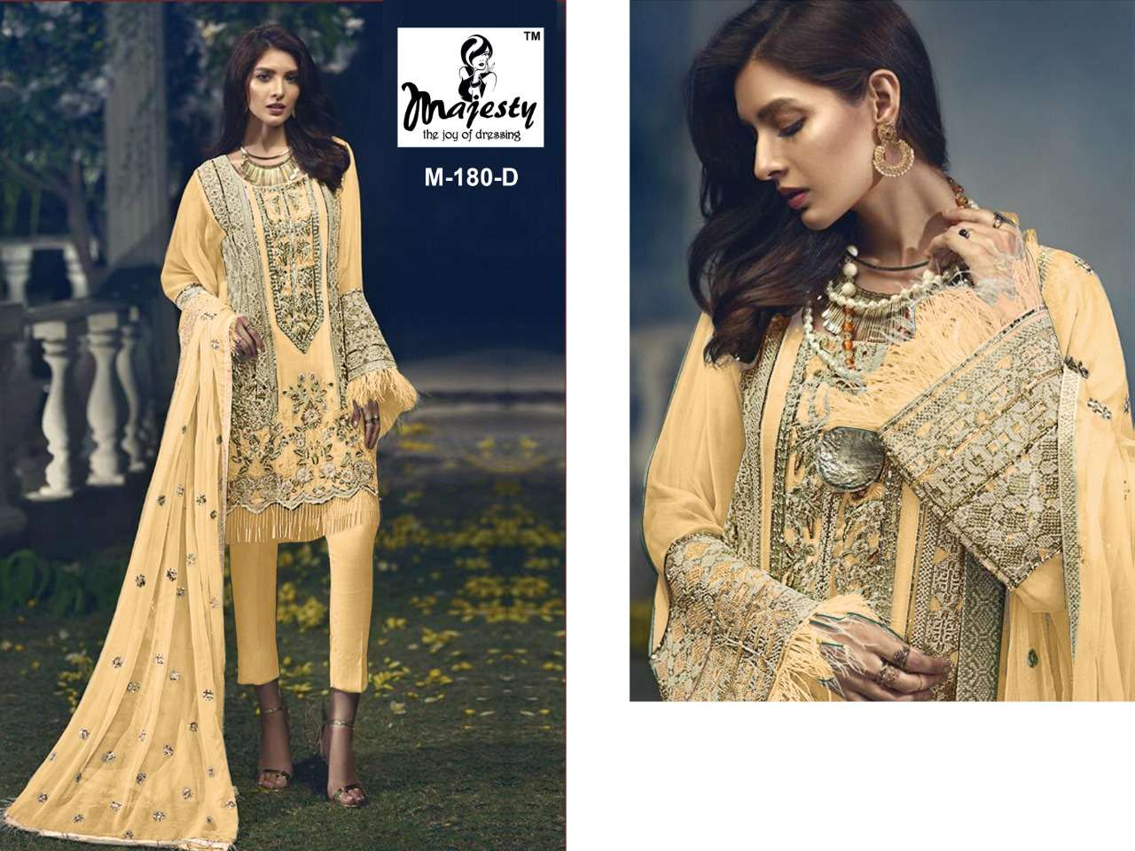 MAJESTY PRESENT ROSE EDITION SEMI STITCHED PAKISTANI DESIGNER SUITS IN WHOLESALE RATE IN SURAT - SAI DRESSES