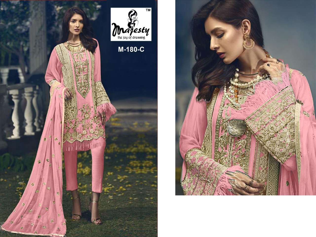 MAJESTY PRESENT ROSE EDITION SEMI STITCHED PAKISTANI DESIGNER SUITS IN WHOLESALE RATE IN SURAT - SAI DRESSES