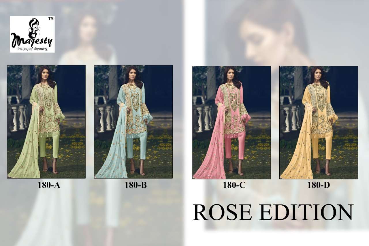 MAJESTY PRESENT ROSE EDITION SEMI STITCHED PAKISTANI DESIGNER SUITS IN WHOLESALE RATE IN SURAT - SAI DRESSES