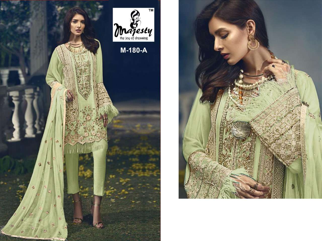 MAJESTY PRESENT ROSE EDITION SEMI STITCHED PAKISTANI DESIGNER SUITS IN WHOLESALE RATE IN SURAT - SAI DRESSES