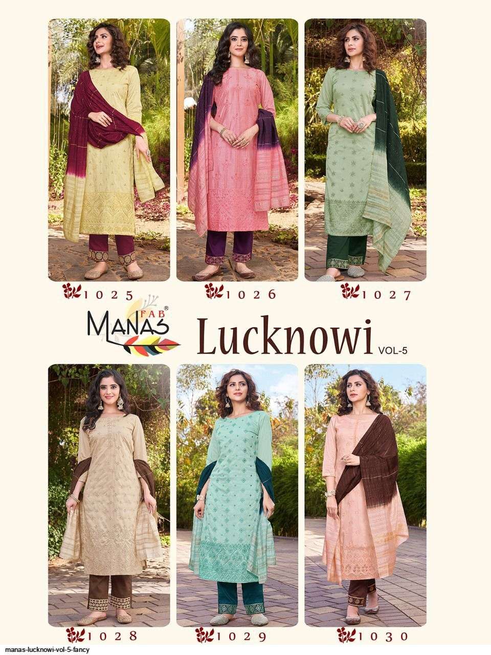MANAS PRESENT LUCKNOWI VOL 5 READY TO WEAR FANCY DESIGNER SUITS IN WHOLESALE RATE IN SURAT - SAI DRESSES