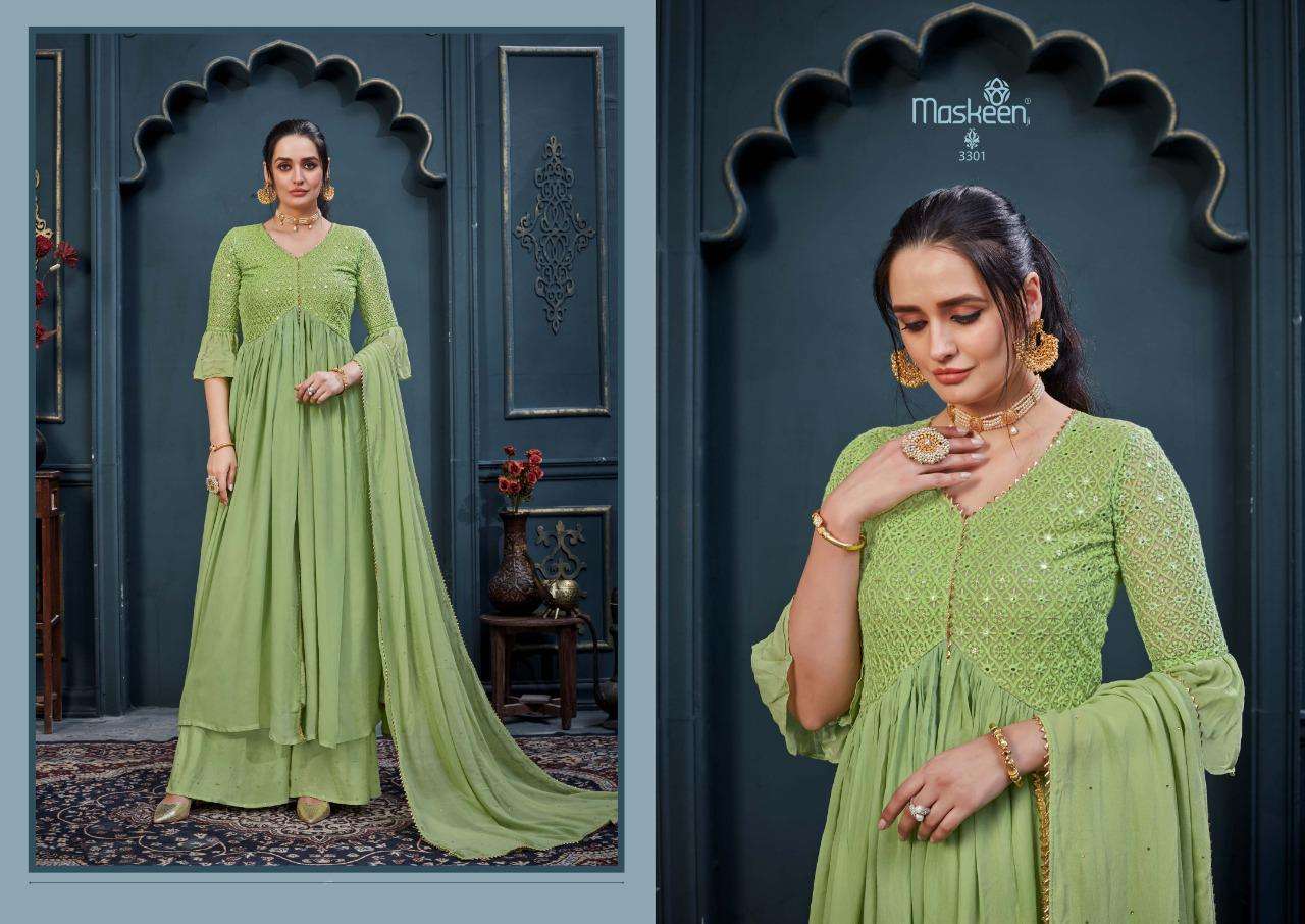 MASKEEN PRESENT MAHNOOR READYMADE PARTY WEAR DESIGNER SUITS IN WHOLESALE RATE IN SURAT - SAI DRESSES