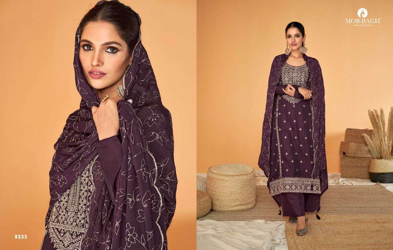 MOR BAGH PRESENT SUREENA PREMIUM TUSSAR SILK SEMI STITCHED DESIGNER SALWAR SUITS IN WHOLESALE RATE IN SURAT - SAI DRESSES