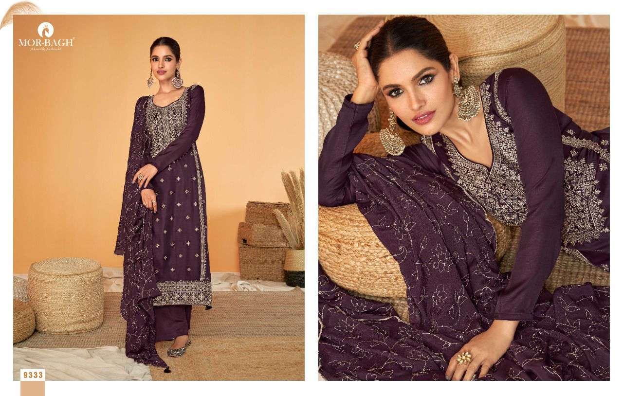 MOR BAGH PRESENT SUREENA PREMIUM TUSSAR SILK SEMI STITCHED DESIGNER SALWAR SUITS IN WHOLESALE RATE IN SURAT - SAI DRESSES