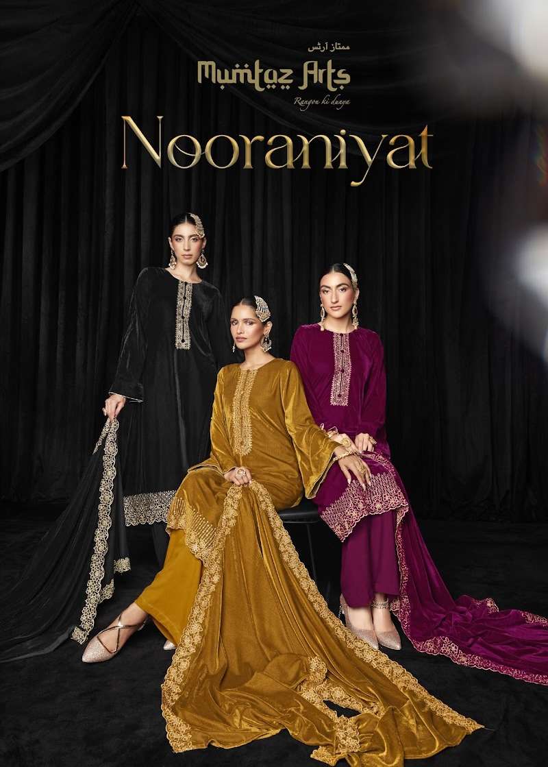 MUMTAZ ARTS PRESENT NOORANIYAT PURE VELVET WINTER WEAR FANCY PAKISTANI DESIGNER SUITS IN WHOLESALE RATE IN SURAT - SAI DRESSES