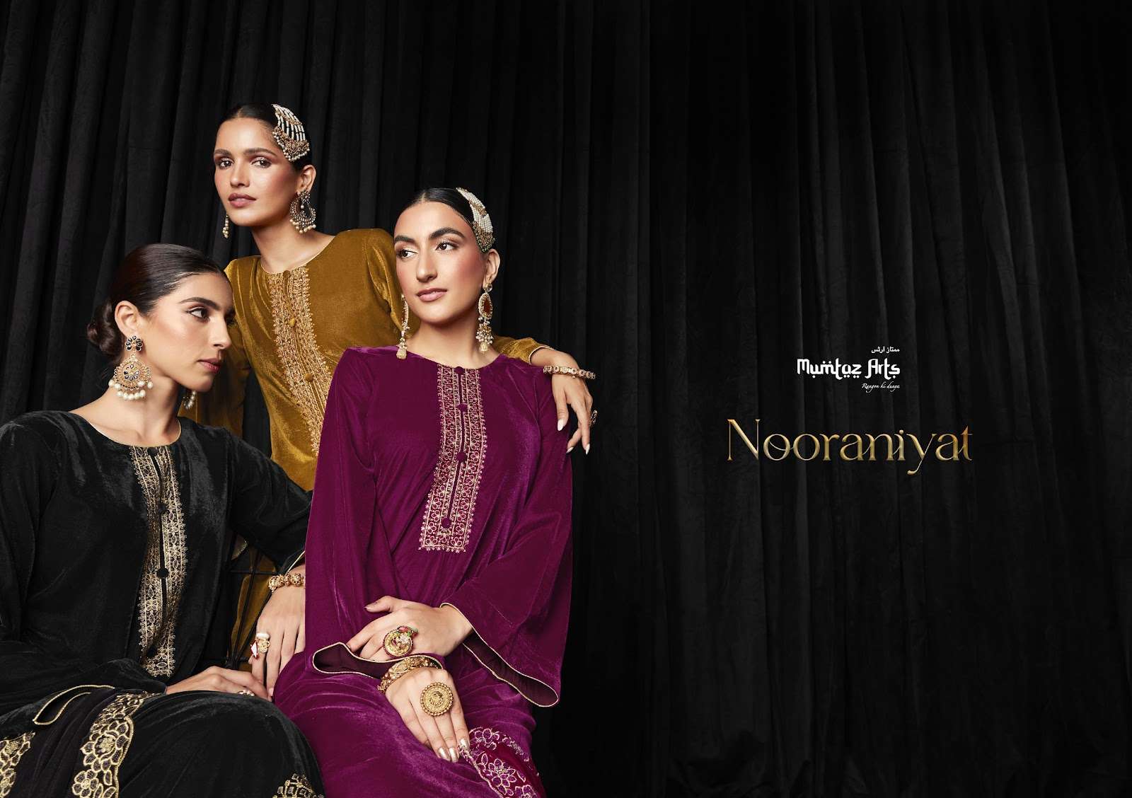 MUMTAZ ARTS PRESENT NOORANIYAT PURE VELVET WINTER WEAR FANCY PAKISTANI DESIGNER SUITS IN WHOLESALE RATE IN SURAT - SAI DRESSES