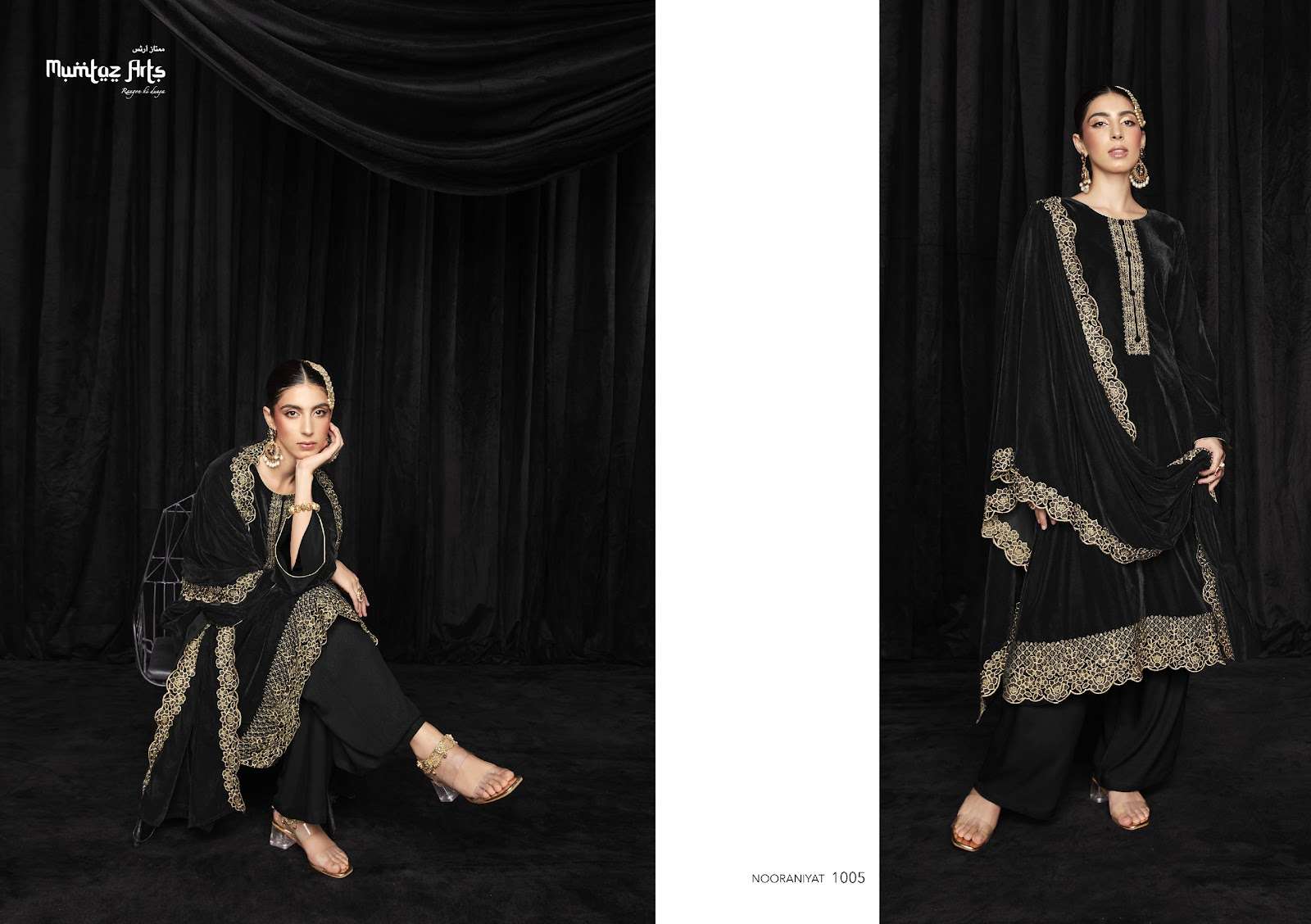 MUMTAZ ARTS PRESENT NOORANIYAT PURE VELVET WINTER WEAR FANCY PAKISTANI DESIGNER SUITS IN WHOLESALE RATE IN SURAT - SAI DRESSES