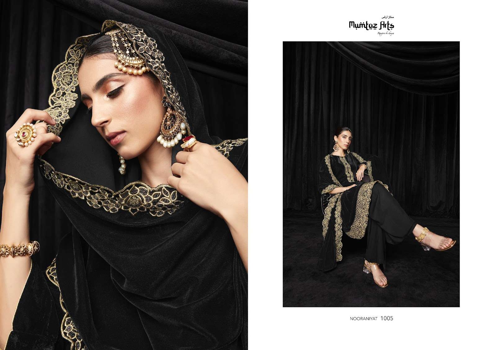 MUMTAZ ARTS PRESENT NOORANIYAT PURE VELVET WINTER WEAR FANCY PAKISTANI DESIGNER SUITS IN WHOLESALE RATE IN SURAT - SAI DRESSES