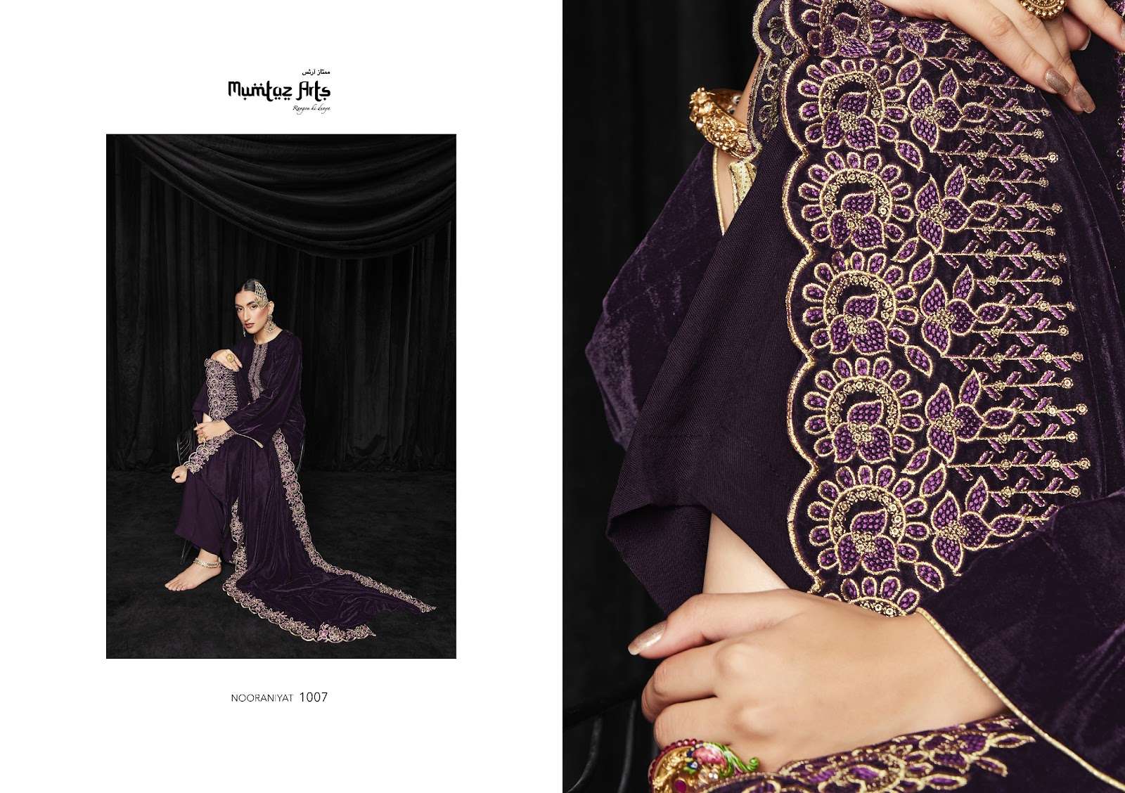 MUMTAZ ARTS PRESENT NOORANIYAT PURE VELVET WINTER WEAR FANCY PAKISTANI DESIGNER SUITS IN WHOLESALE RATE IN SURAT - SAI DRESSES