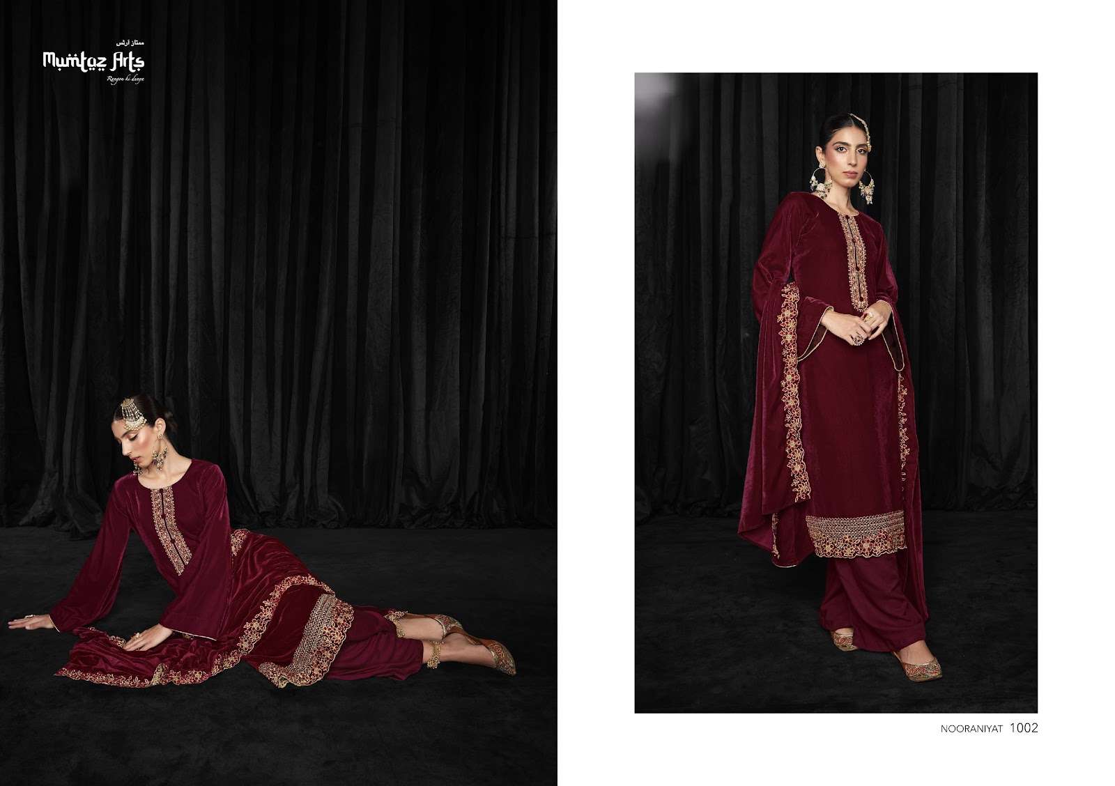 MUMTAZ ARTS PRESENT NOORANIYAT PURE VELVET WINTER WEAR FANCY PAKISTANI DESIGNER SUITS IN WHOLESALE RATE IN SURAT - SAI DRESSES