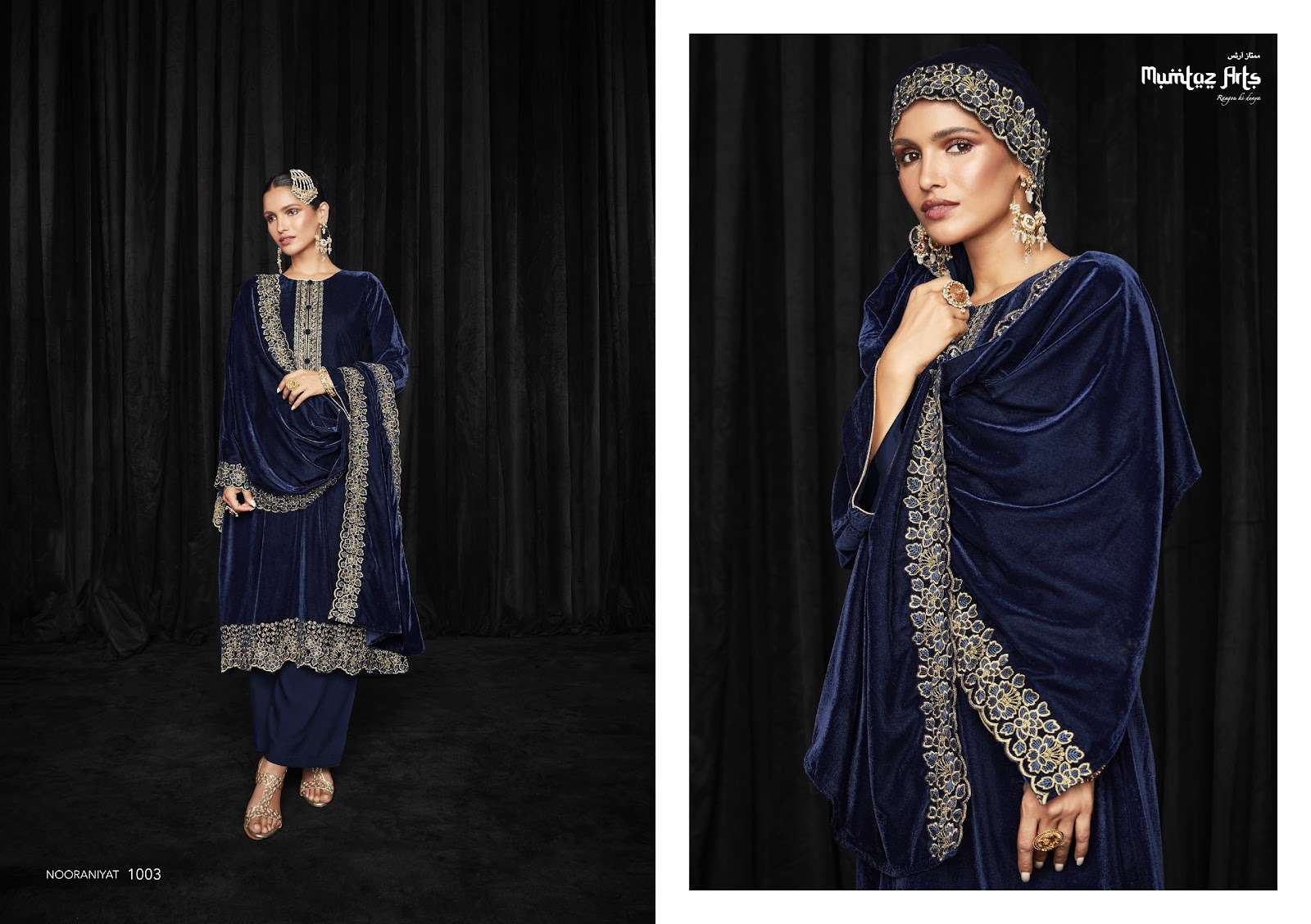 MUMTAZ ARTS PRESENT NOORANIYAT PURE VELVET WINTER WEAR FANCY PAKISTANI DESIGNER SUITS IN WHOLESALE RATE IN SURAT - SAI DRESSES