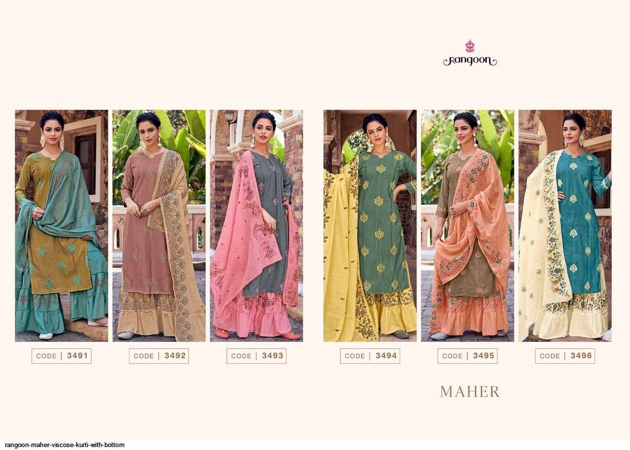 RANGOON PRESENT MAHER READYMADE SHARARA STYLE SUITS IN WHOLESALE RATE IN SURAT - SAI DRESSES