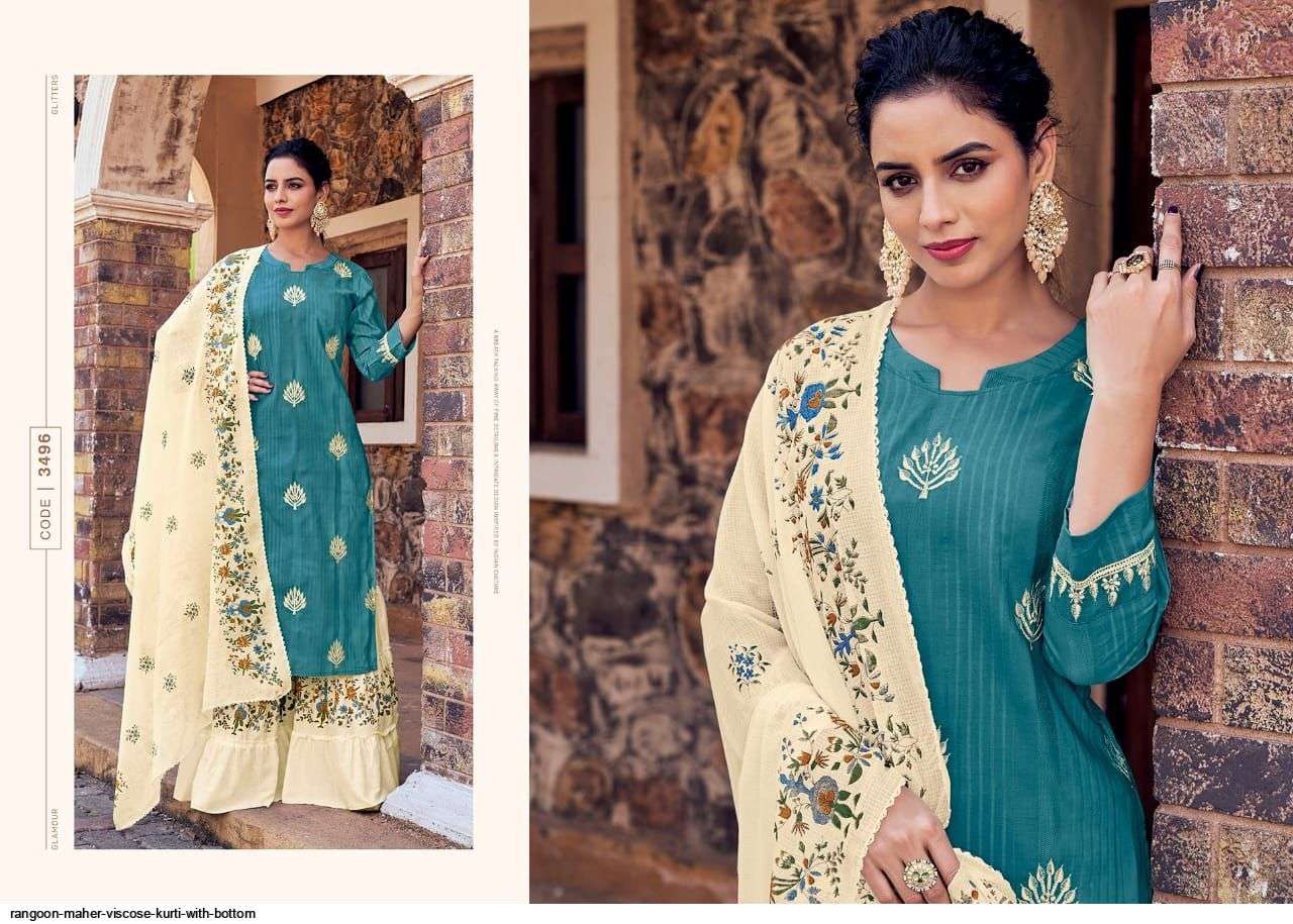 RANGOON PRESENT MAHER READYMADE SHARARA STYLE SUITS IN WHOLESALE RATE IN SURAT - SAI DRESSES