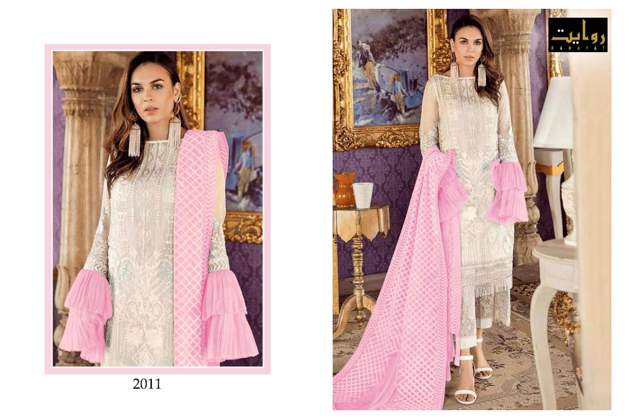   RAWAYAT PRESENT IRIS VOL 3 SEMI STITCHED HEAVY PAKISTANI DESIGNER SUITS IN WHOLESALE PRICE IN SURAT - SAI DRESSES