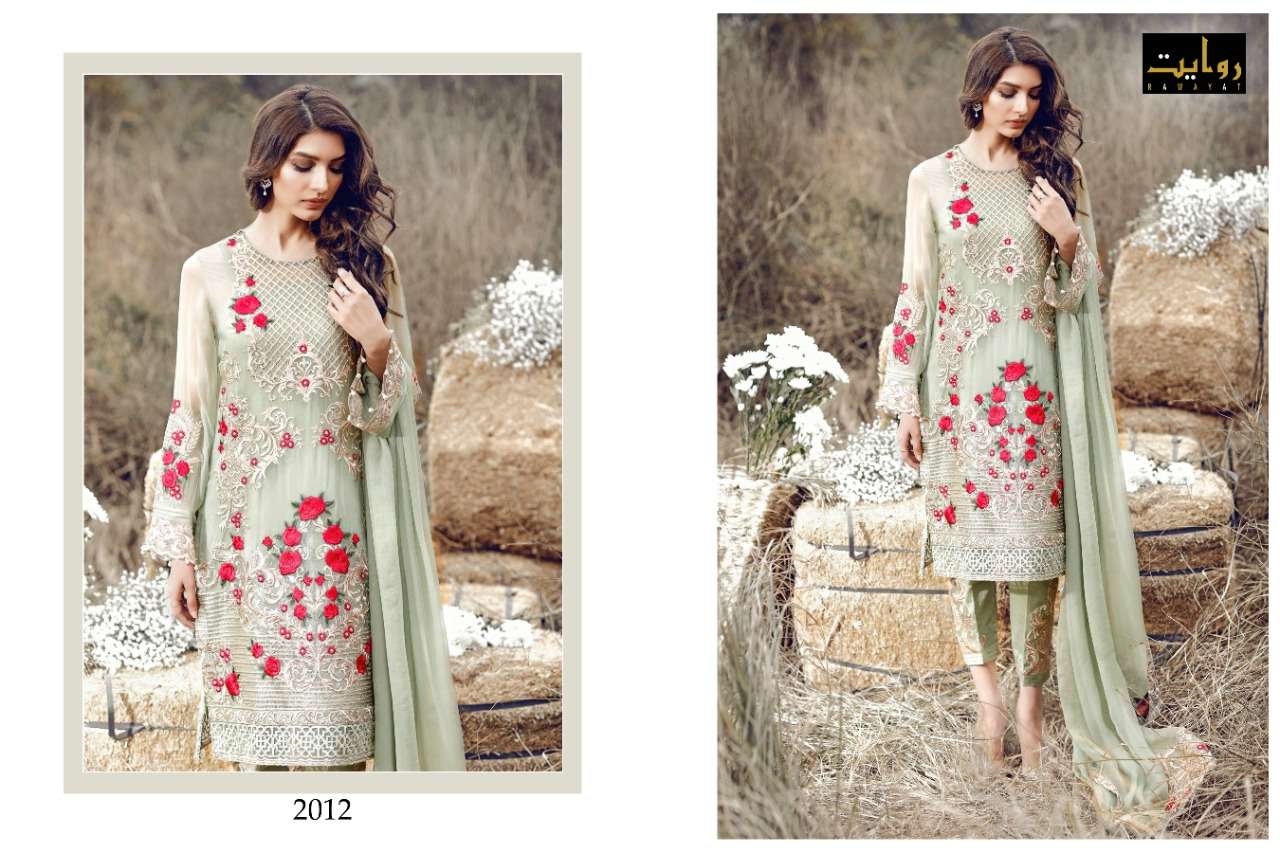   RAWAYAT PRESENT IRIS VOL 3 SEMI STITCHED HEAVY PAKISTANI DESIGNER SUITS IN WHOLESALE PRICE IN SURAT - SAI DRESSES