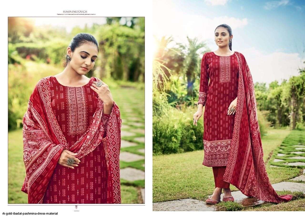 RK GOLD PRESENT IBADAT PASHMINA PANT STYLE DRESS MATERIAL IN WHOLESALE RATE IN SURAT - SAI DRESSES