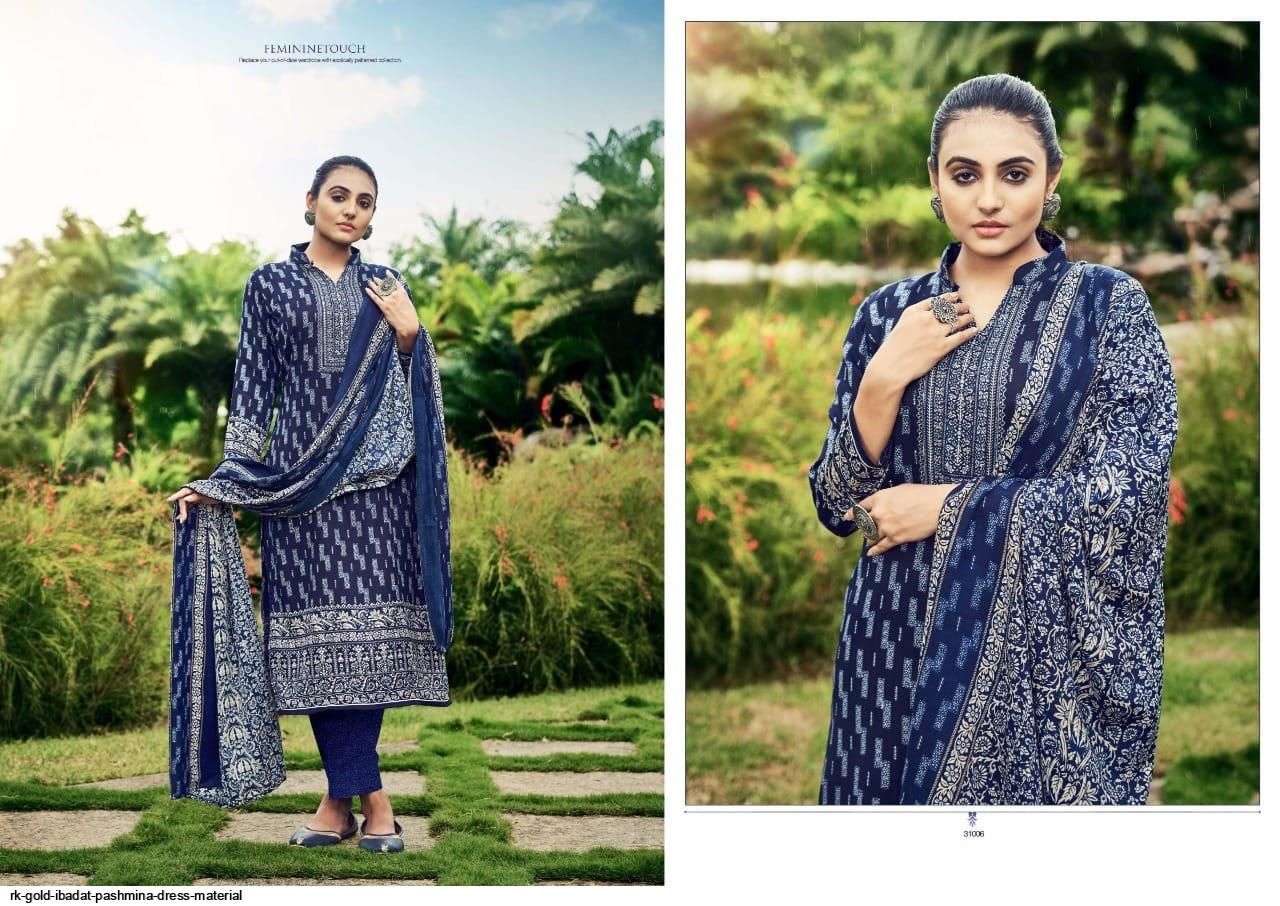 RK GOLD PRESENT IBADAT PASHMINA PANT STYLE DRESS MATERIAL IN WHOLESALE RATE IN SURAT - SAI DRESSES