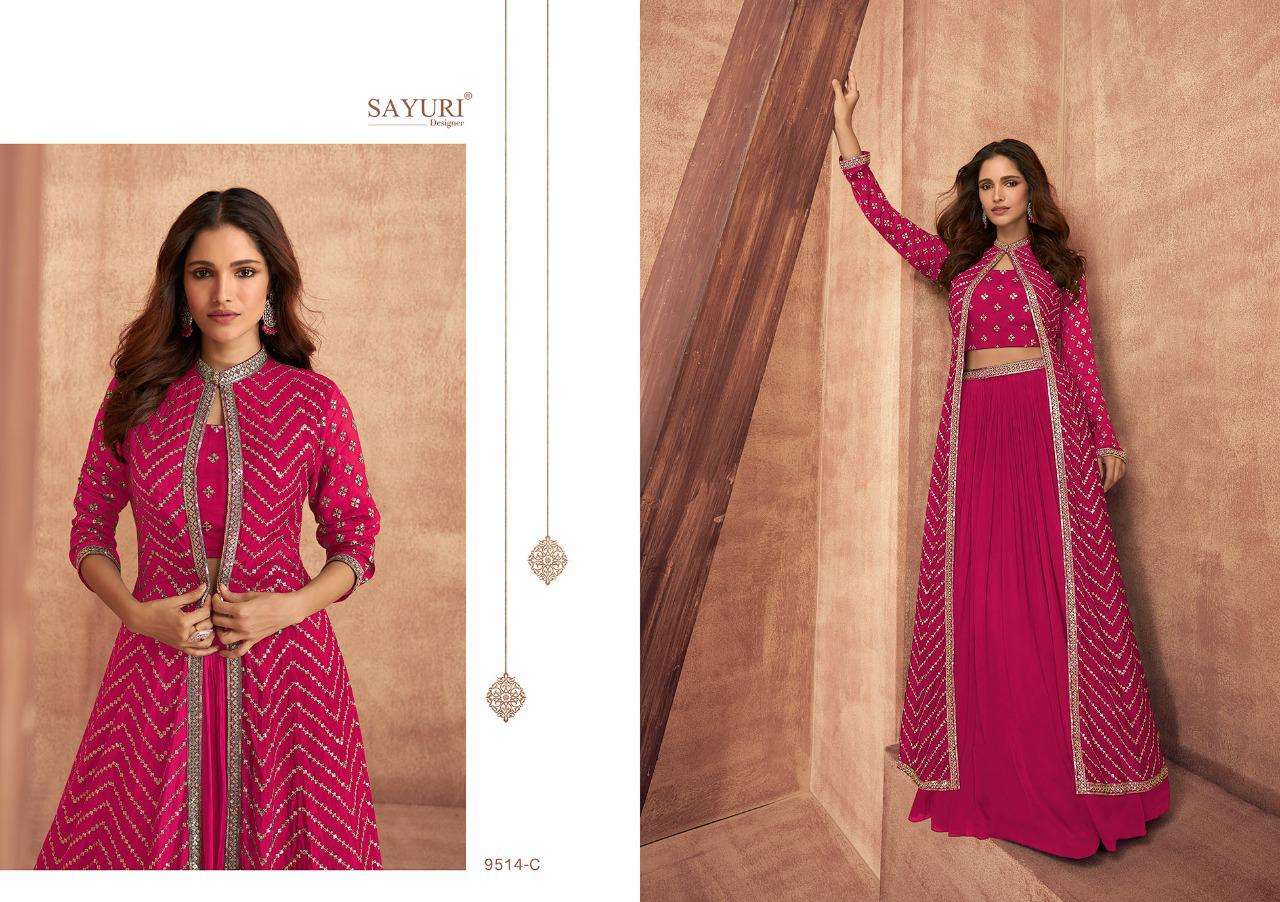 SAYURI DESIGNER PRESENT IMPRESSION CHINON SILK EMBROIDERED READYMADE DESIGNER SUITS IN WHOLESALE RATE IN SURAT - SAI DRESSES