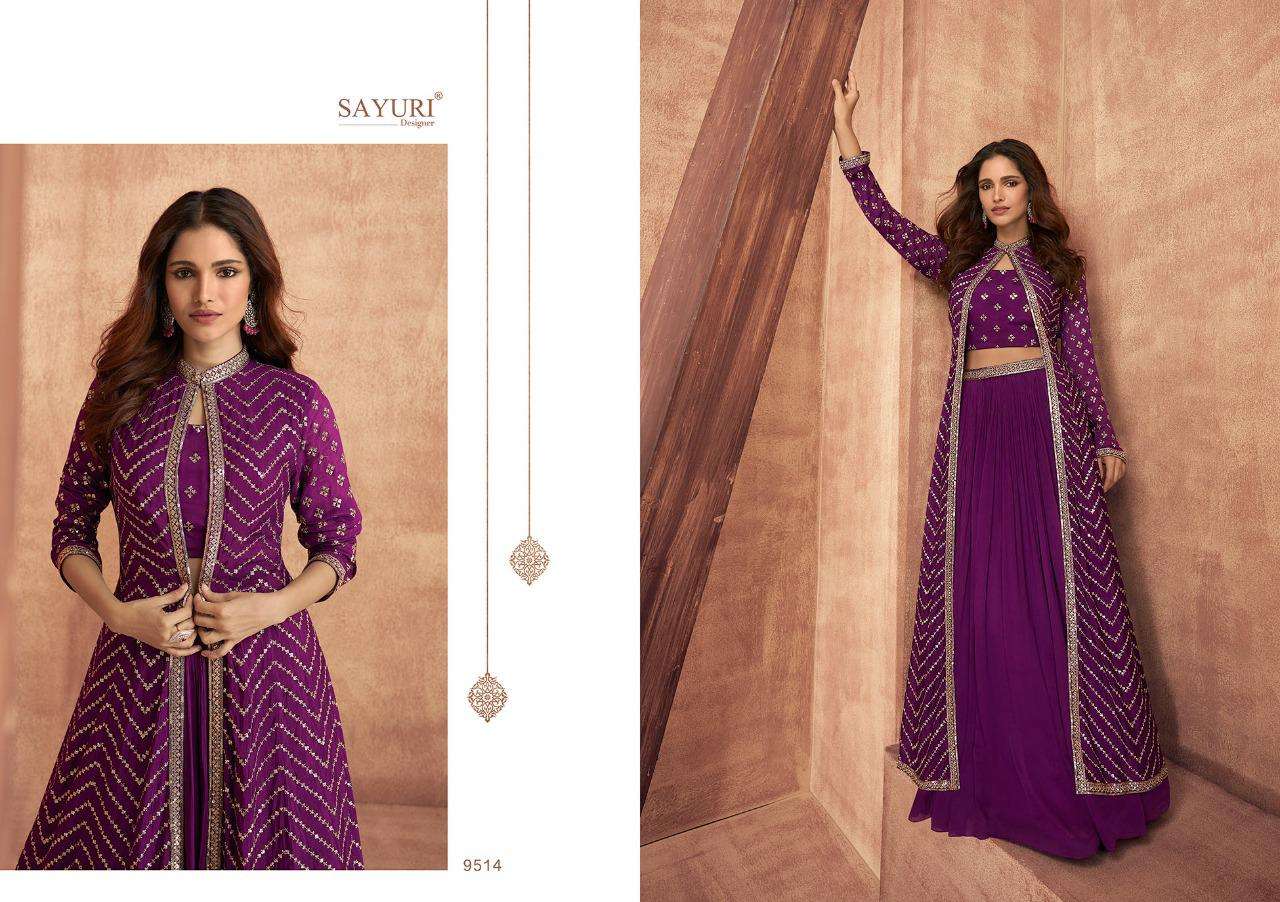 SAYURI DESIGNER PRESENT IMPRESSION CHINON SILK EMBROIDERED READYMADE DESIGNER SUITS IN WHOLESALE RATE IN SURAT - SAI DRESSES