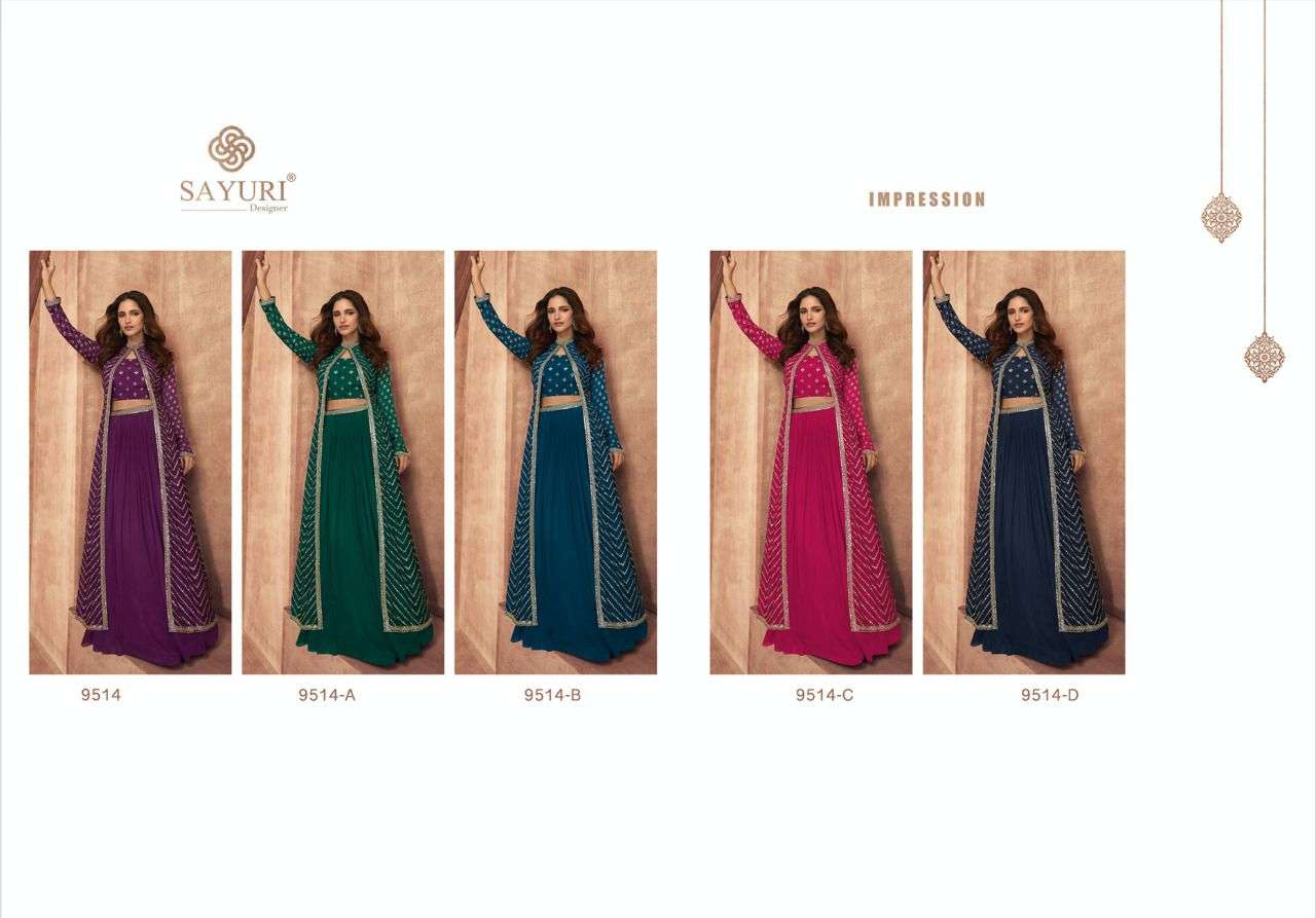 SAYURI DESIGNER PRESENT IMPRESSION CHINON SILK EMBROIDERED READYMADE DESIGNER SUITS IN WHOLESALE RATE IN SURAT - SAI DRESSES