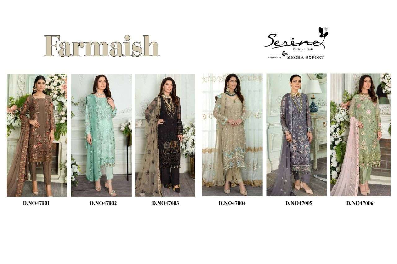 SERENE PRESENT FARMAISH SEMI STITCHED GEORGETTE HEAVY EMBROIDERED PAKISTANI SUITS IN WHOLESALE RATE IN SURAT - SAI DRESSES