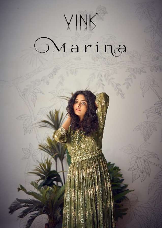 VINK PRESENT MARINA PURE CHIFFON DIGITAL PRINT WITH HEAVY HANDWORK GOWN STYLE KURTIS IN WHOLESALE RATE IN SURAT - SAI DRESSES