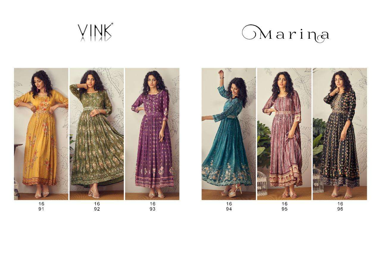 VINK PRESENT MARINA PURE CHIFFON DIGITAL PRINT WITH HEAVY HANDWORK GOWN STYLE KURTIS IN WHOLESALE RATE IN SURAT - SAI DRESSES