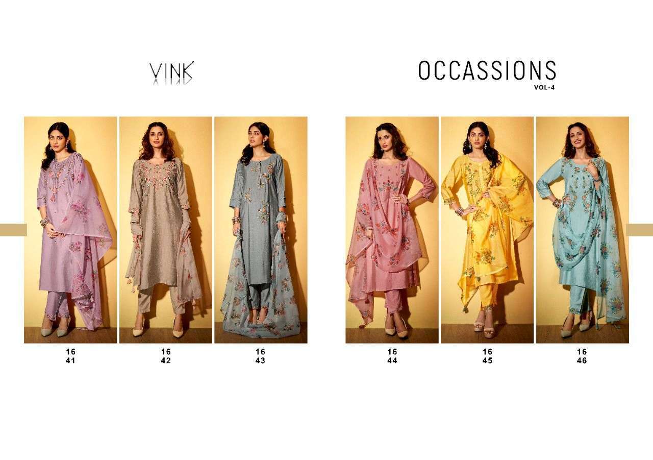 VINK PRESENT OCCASIONS VOL 4 PARTY WEAR READYMADE 3 PIECE COLLECTION IN WHOLESALE RATE IN SURAT - SAI DRESSES