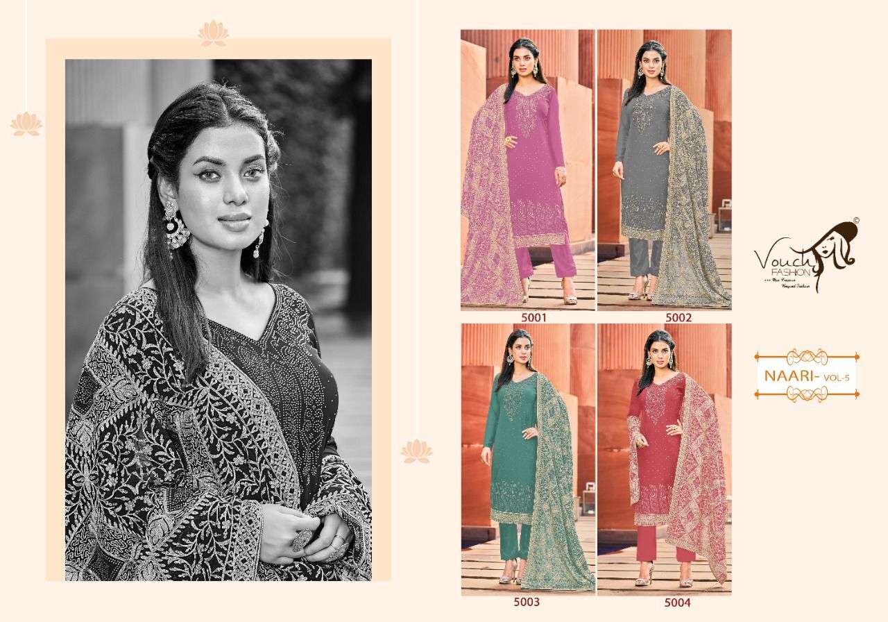 VOUCH FASHION PRESENT NAARI VOL 5 GEORGETTE DESIGNER SALWAR SUITS IN WHOLESALE RATE IN SURAT - SAI DRESSES