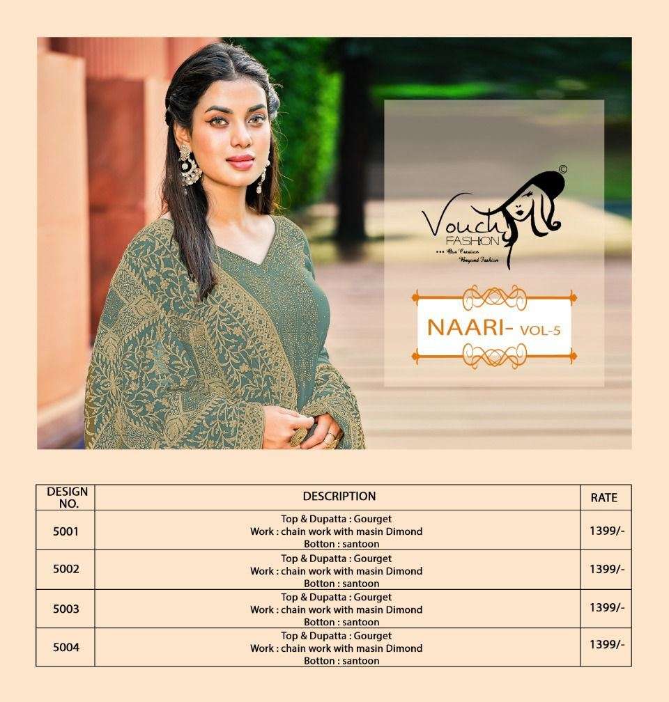 VOUCH FASHION PRESENT NAARI VOL 5 GEORGETTE DESIGNER SALWAR SUITS IN WHOLESALE RATE IN SURAT - SAI DRESSES