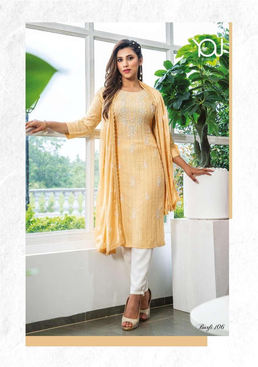WANNA PRESENT BARFI RAYON VISCOSE DESIGNER KURTI WITH DUPATTA IN WHOLESALE RATE IN SURAT - SAI DRESSES