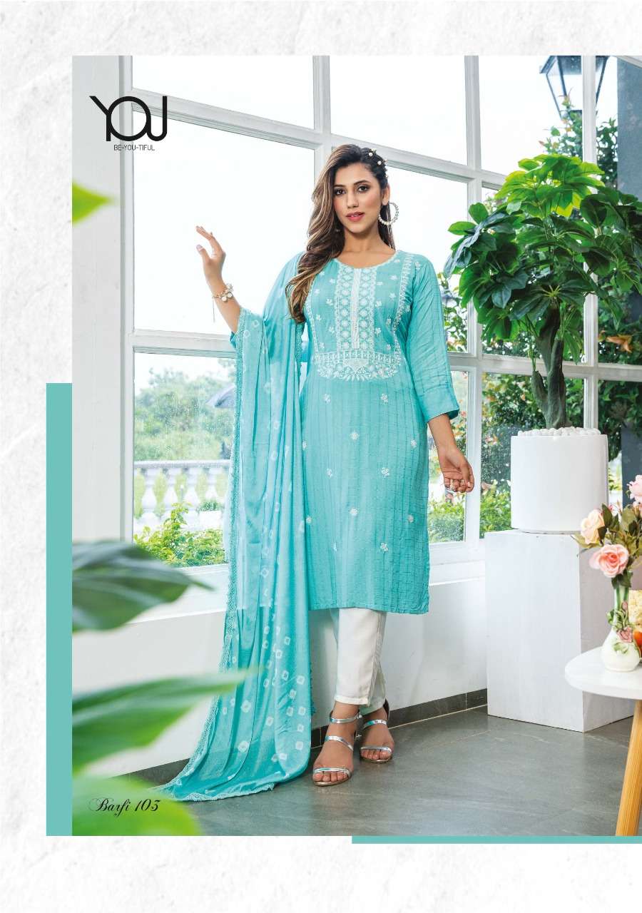 WANNA PRESENT BARFI RAYON VISCOSE DESIGNER KURTI WITH DUPATTA IN WHOLESALE RATE IN SURAT - SAI DRESSES