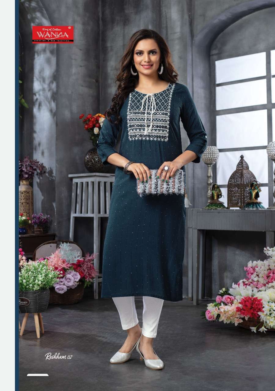 WANNA PRESENT RESHHAM DAILY WEAR DESIGNER KURTI WITH PANT IN WHOLESALE PRICE IN SURAT - SAI DRESSES