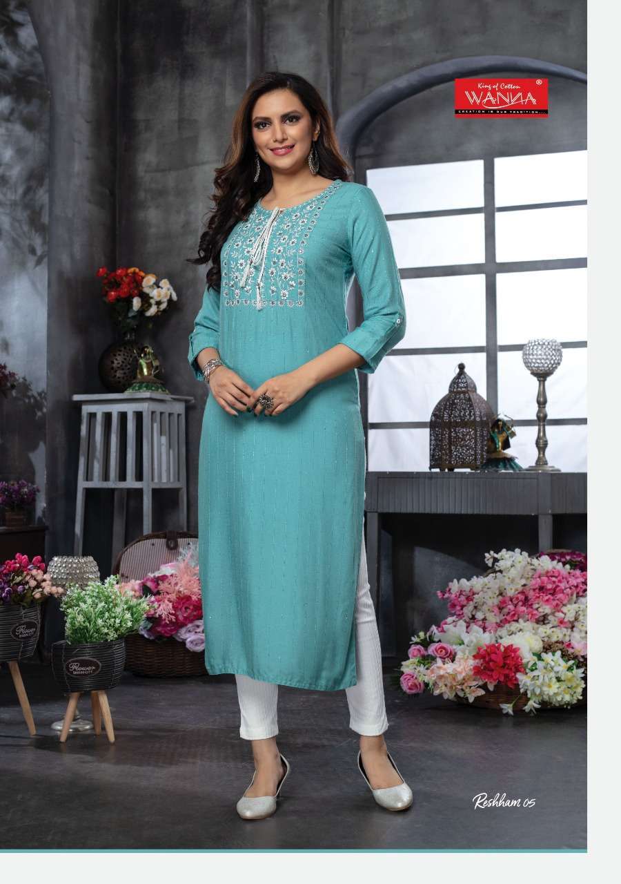 WANNA PRESENT RESHHAM DAILY WEAR DESIGNER KURTI WITH PANT IN WHOLESALE PRICE IN SURAT - SAI DRESSES