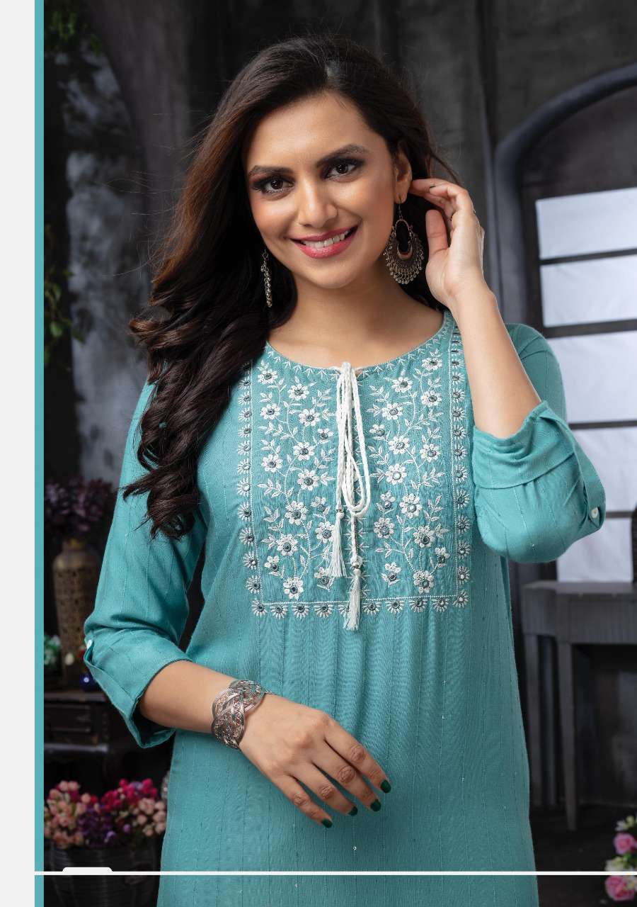WANNA PRESENT RESHHAM DAILY WEAR DESIGNER KURTI WITH PANT IN WHOLESALE PRICE IN SURAT - SAI DRESSES